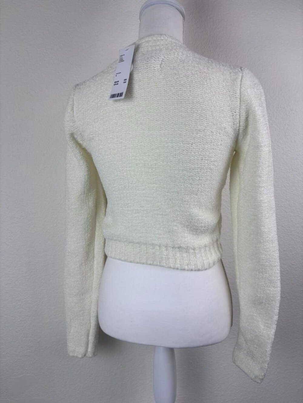 Urban Outfitters women's small ivory Dina chenille cropped cardigan sweater NWT - Picture 5 of 7